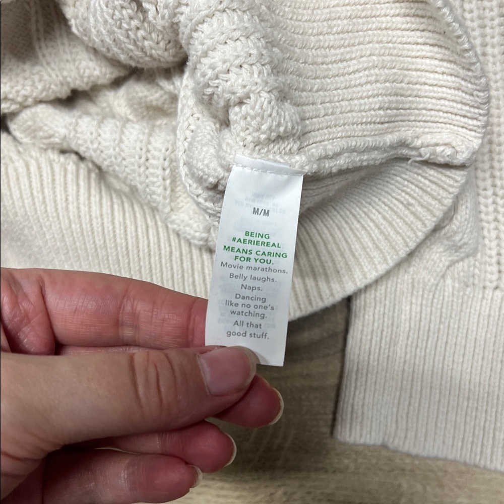 Aerie Cream Cable Knit Cardigan - Picture 4 of 6
